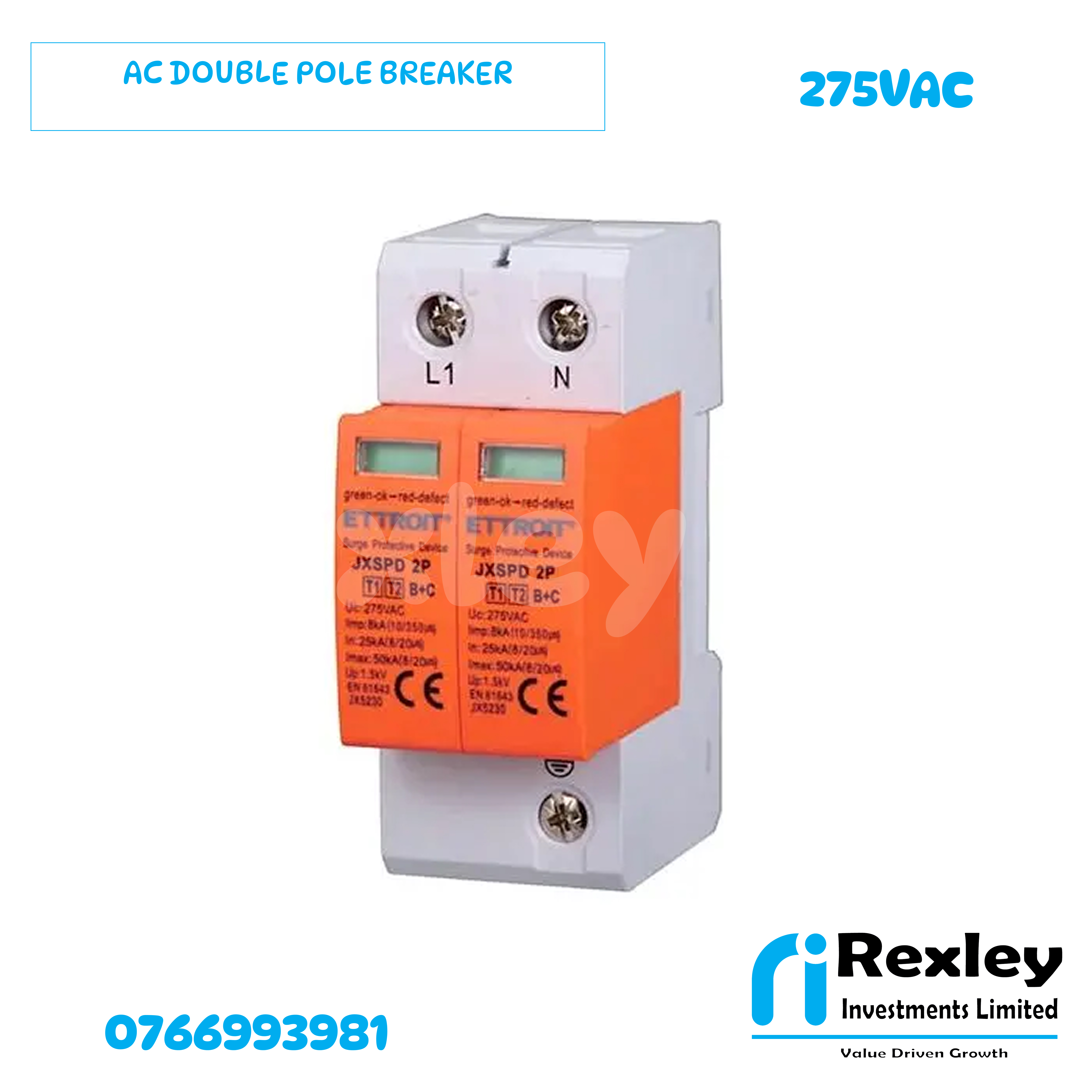 AC double pole breaker 275VAC