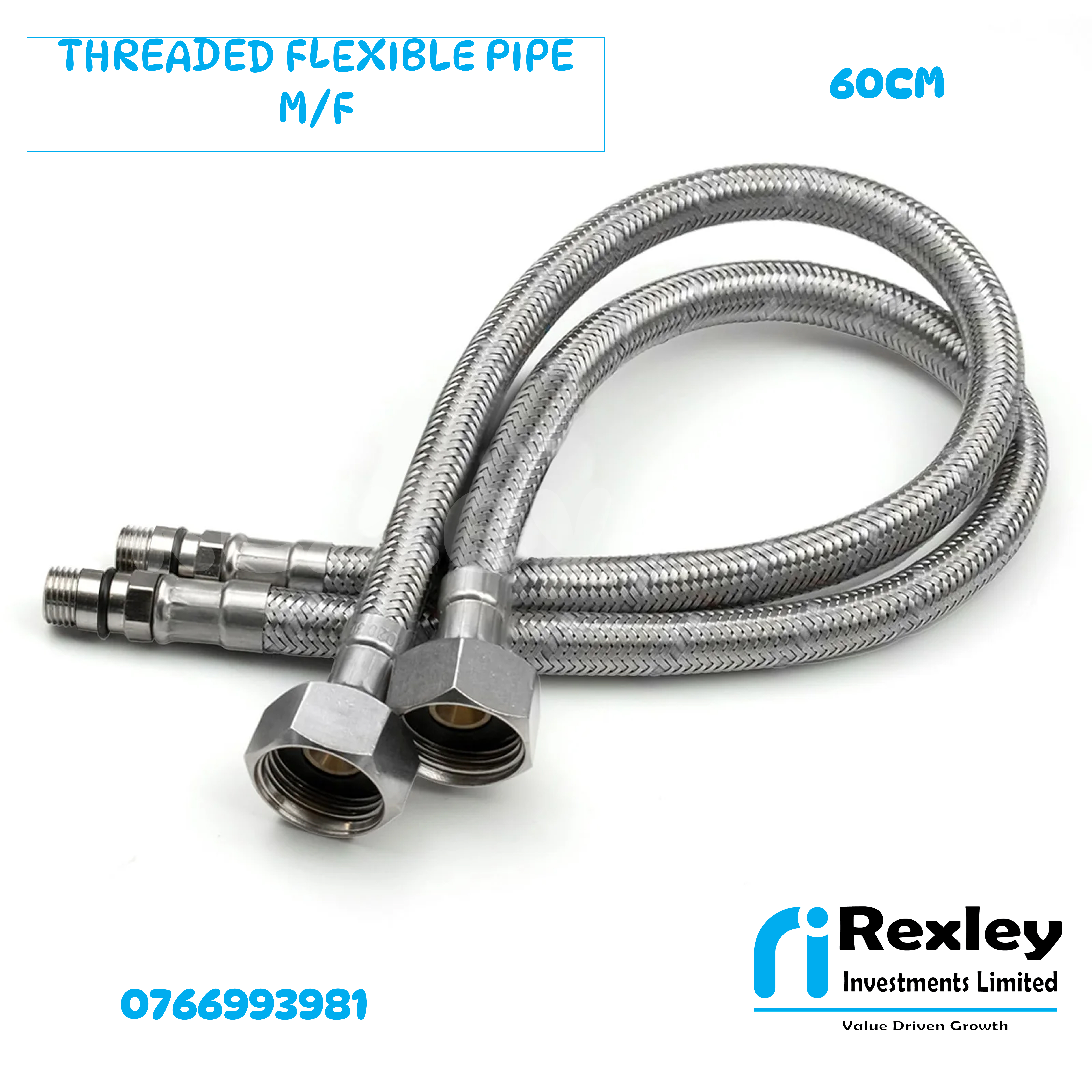 Threaded flexible pipe M/F 60cm