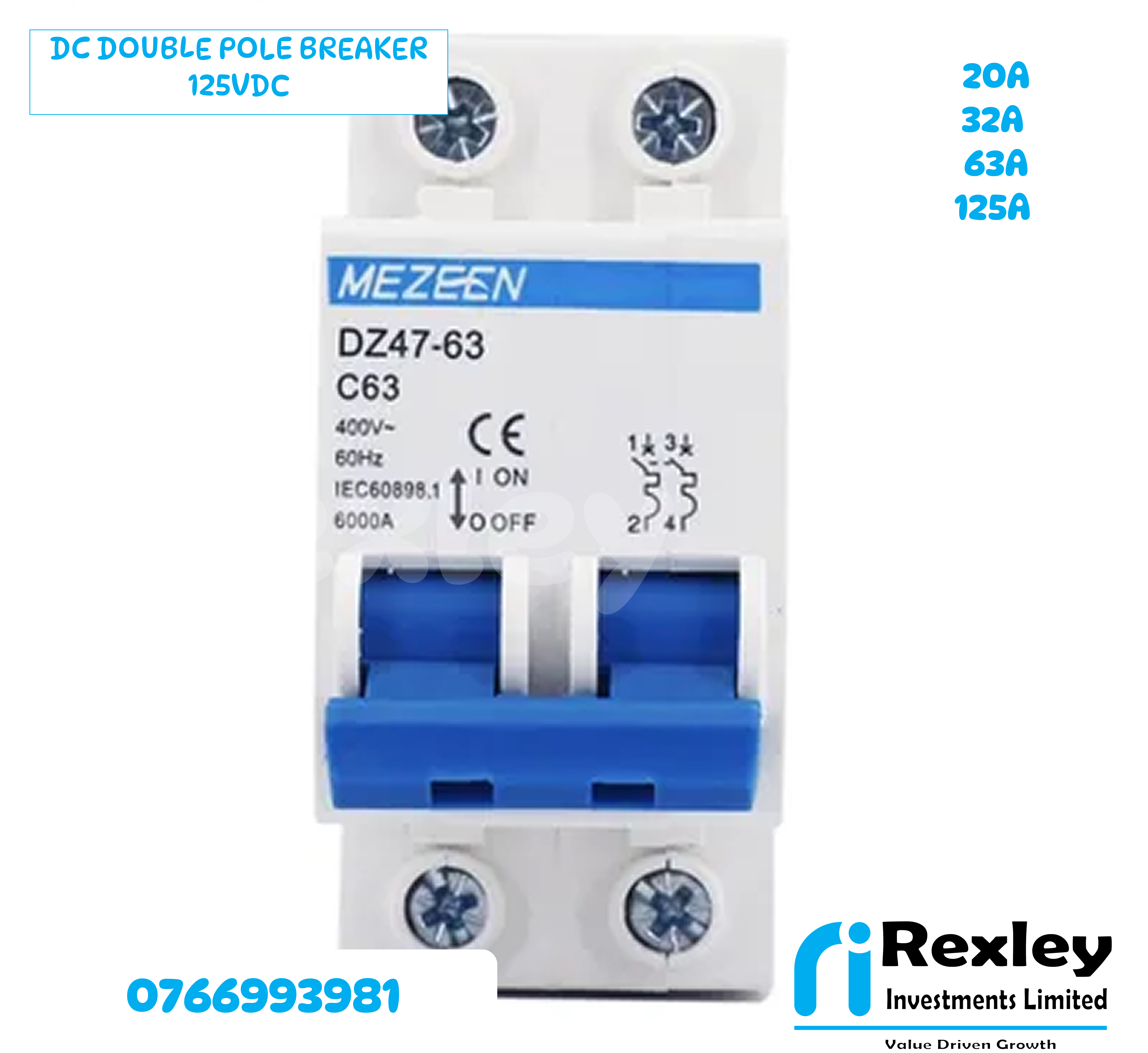 DC double pole breaker 125V